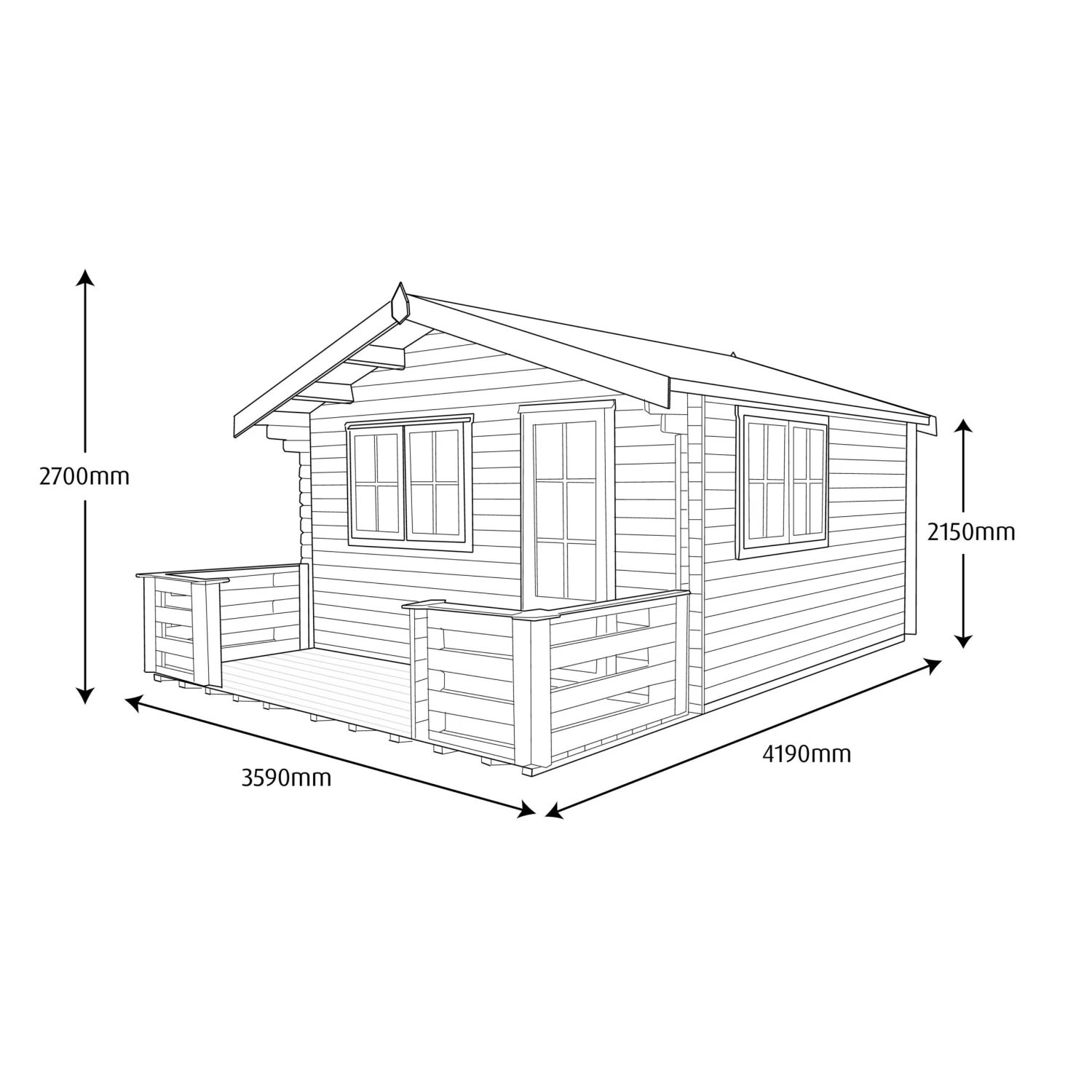 Shire Kinver 12x14 Ft Apex Tongue & Groove Wooden Cabin With Felt Tile Roof - Assembly Service Included - Image 5