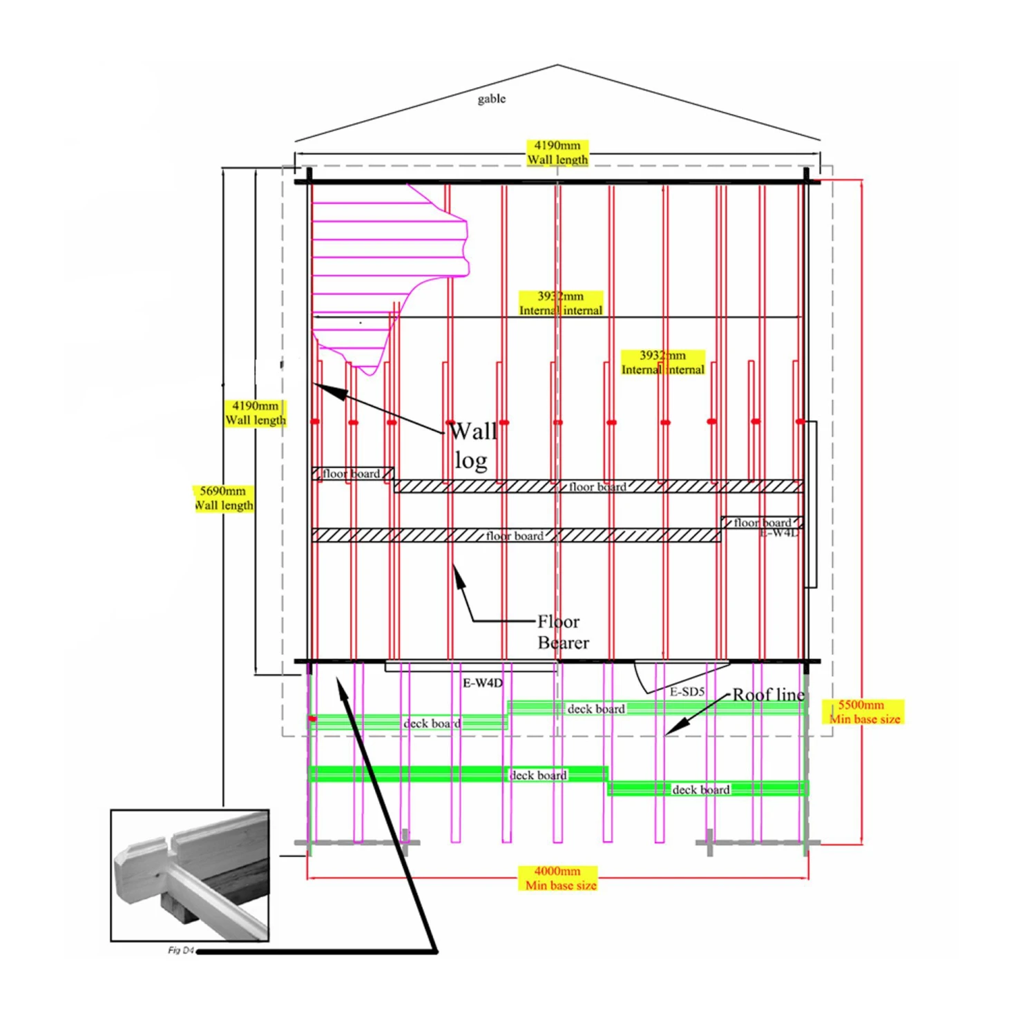 Shire Kinver 14x14 Ft Apex Tongue & Groove Wooden Cabin With Felt Tile Roof - Assembly Service Included - Image 5