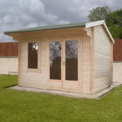 Shire Marlborough 10x14 Toughened Glass Apex Tongue & Groove Wooden Cabin - Base Not Included