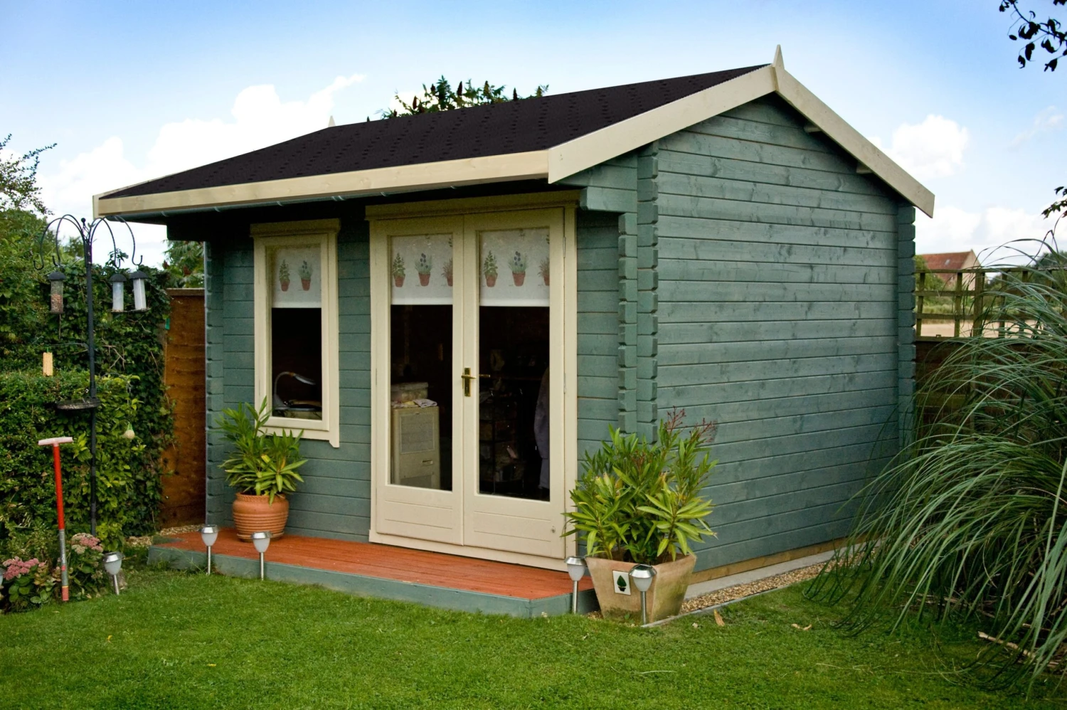 Shire Marlborough 12x12 Ft Toughened Glass Apex Tongue & Groove Wooden Cabin With Felt Tile Roof - Image 2