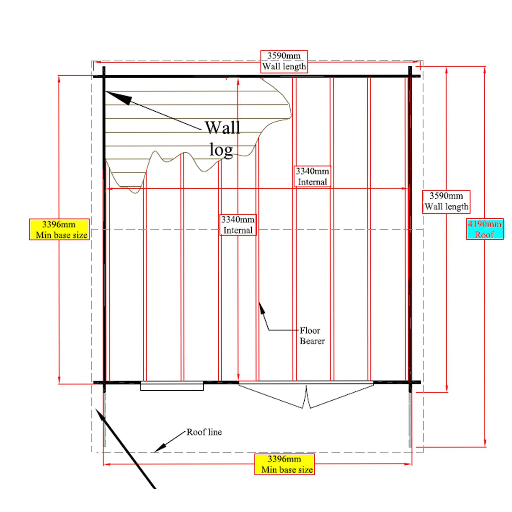Shire Marlborough 12x12 Ft Toughened Glass Apex Tongue & Groove Wooden Cabin With Felt Tile Roof - Image 7