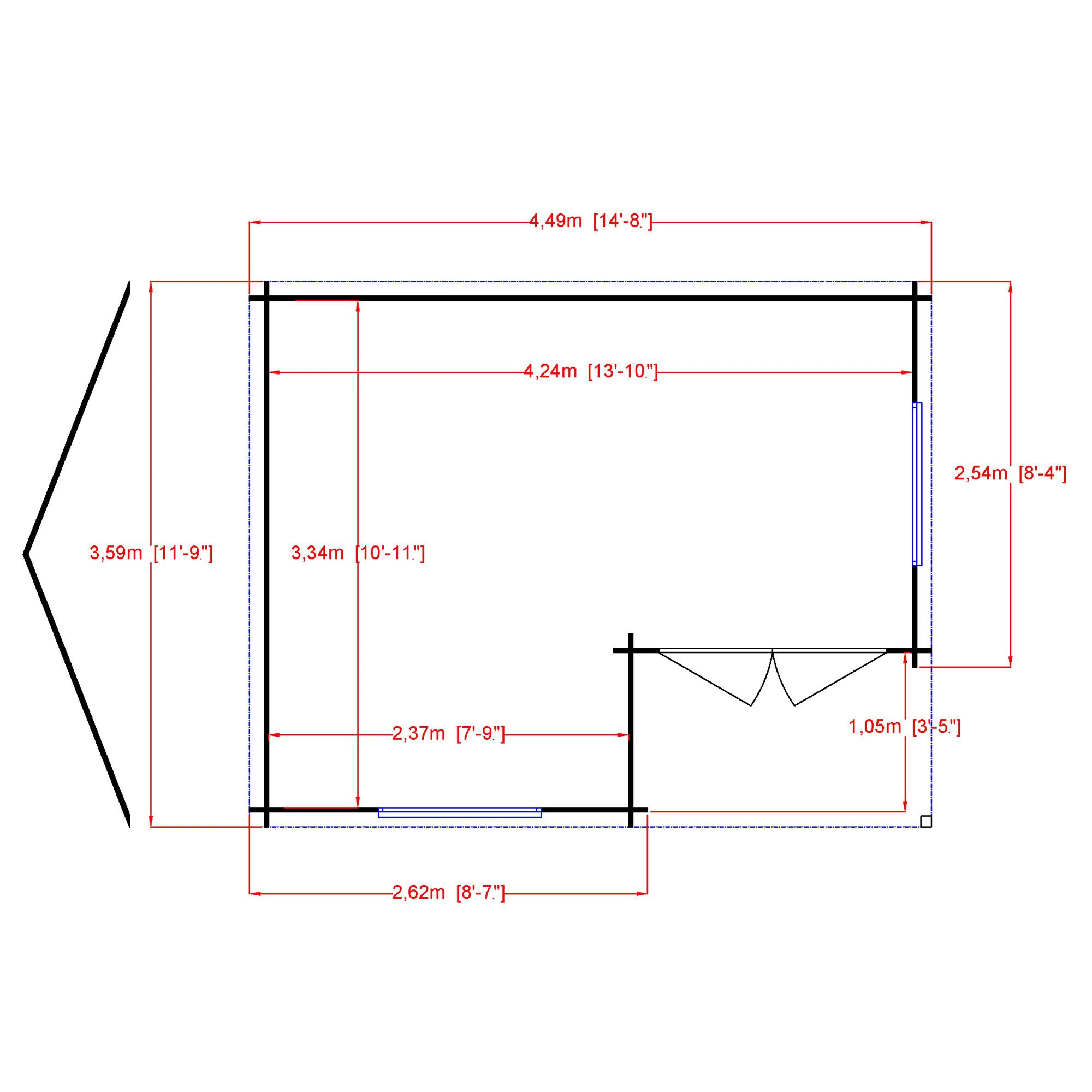 Shire Ringwood 12x15 Toughened Glass Apex Tongue & Groove Wooden Cabin - Assembly Service Included - Image 3