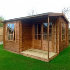 Shire Ringwood 12x16 Ft Toughened Glass Apex Tongue & Groove Wooden Cabin With Tile Roof - Assembly Service Included