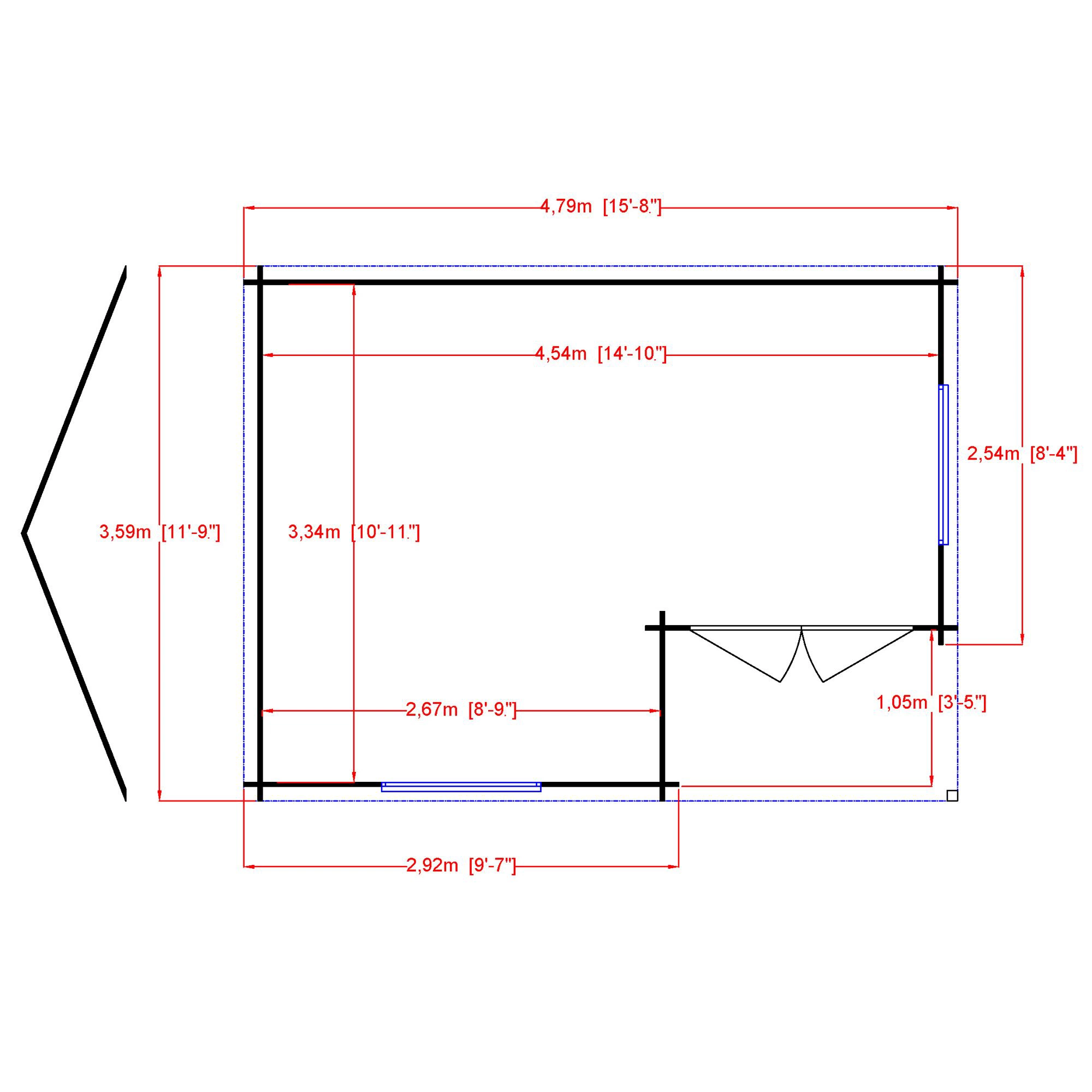 Shire Ringwood 12x16 Ft Toughened Glass Apex Tongue & Groove Wooden Cabin With Tile Roof - Assembly Service Included - Image 2