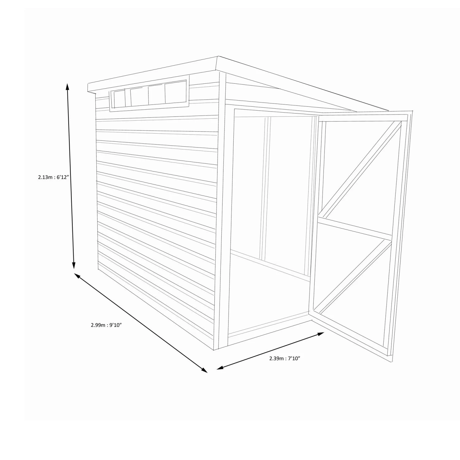 Shire Security Cabin 10x8 Ft Pent Shiplap Wooden Shed With Floor - Assembly Service Included - Image 5