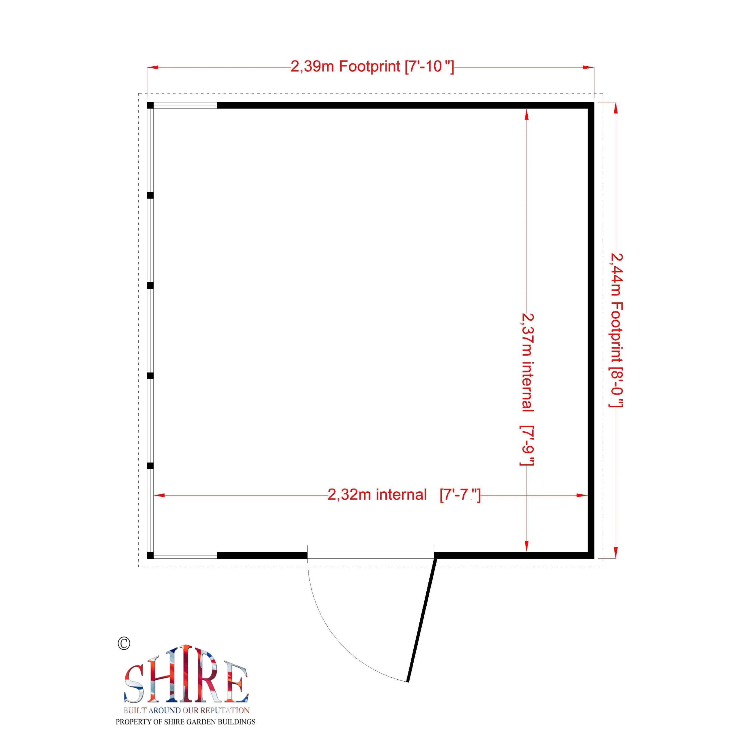 Shire Sun 8x8 Glass Pent Shiplap Wooden Summer House - Base Not Included - Image 10