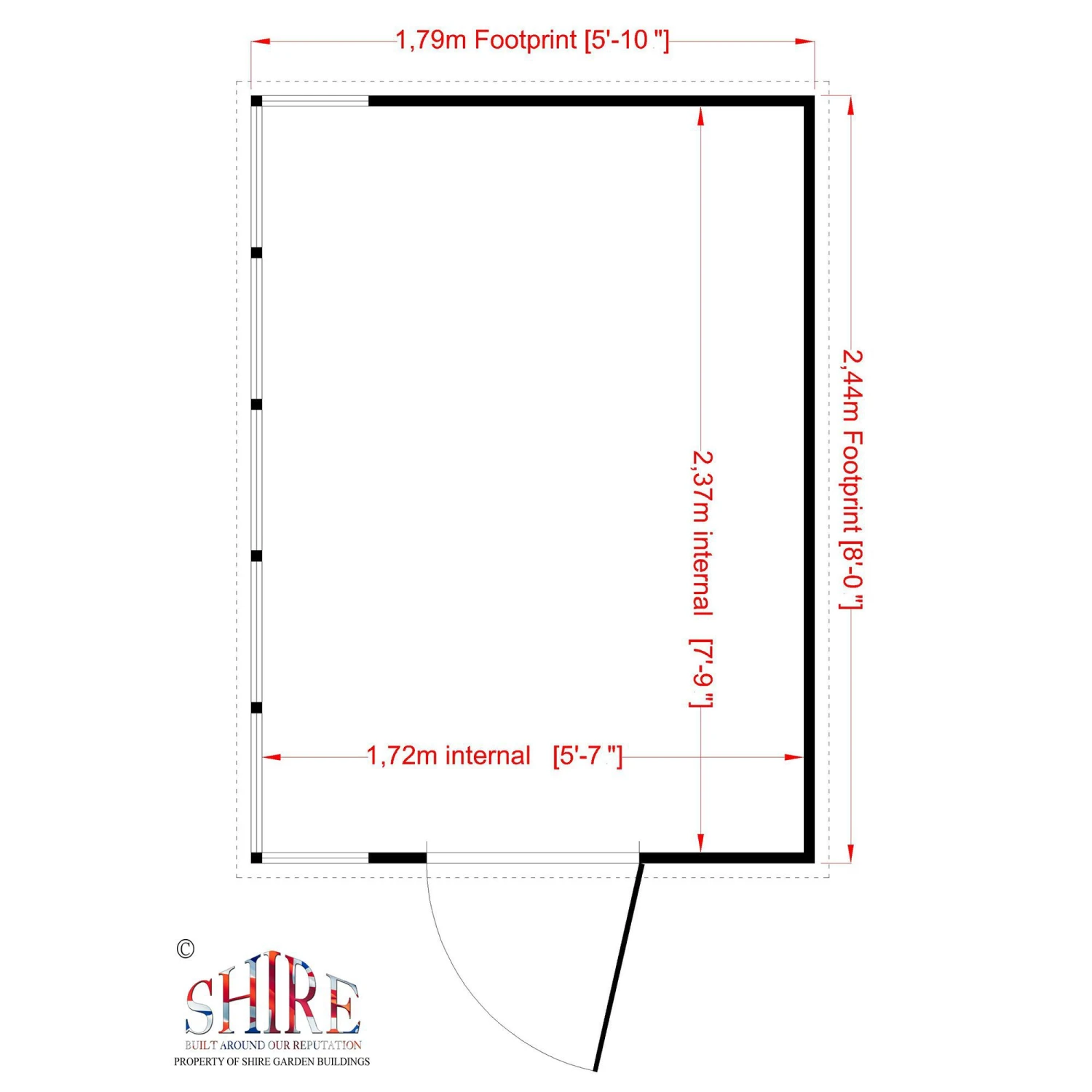 Shire Sun Pent 8x6 Ft Pent Shiplap Wooden 7 Windows Shed With Floor - Image 10