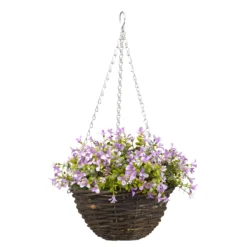 Smart Garden Pansy Artificial Lilac & Green Round Plastic Hanging Basket, 25cm