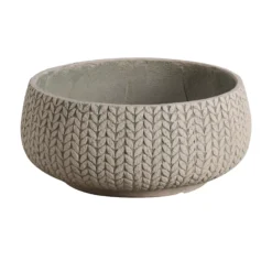 Verve Kulun Beige Knitted Effect Fibreclay Circular Plant Pot (Dia)37cm